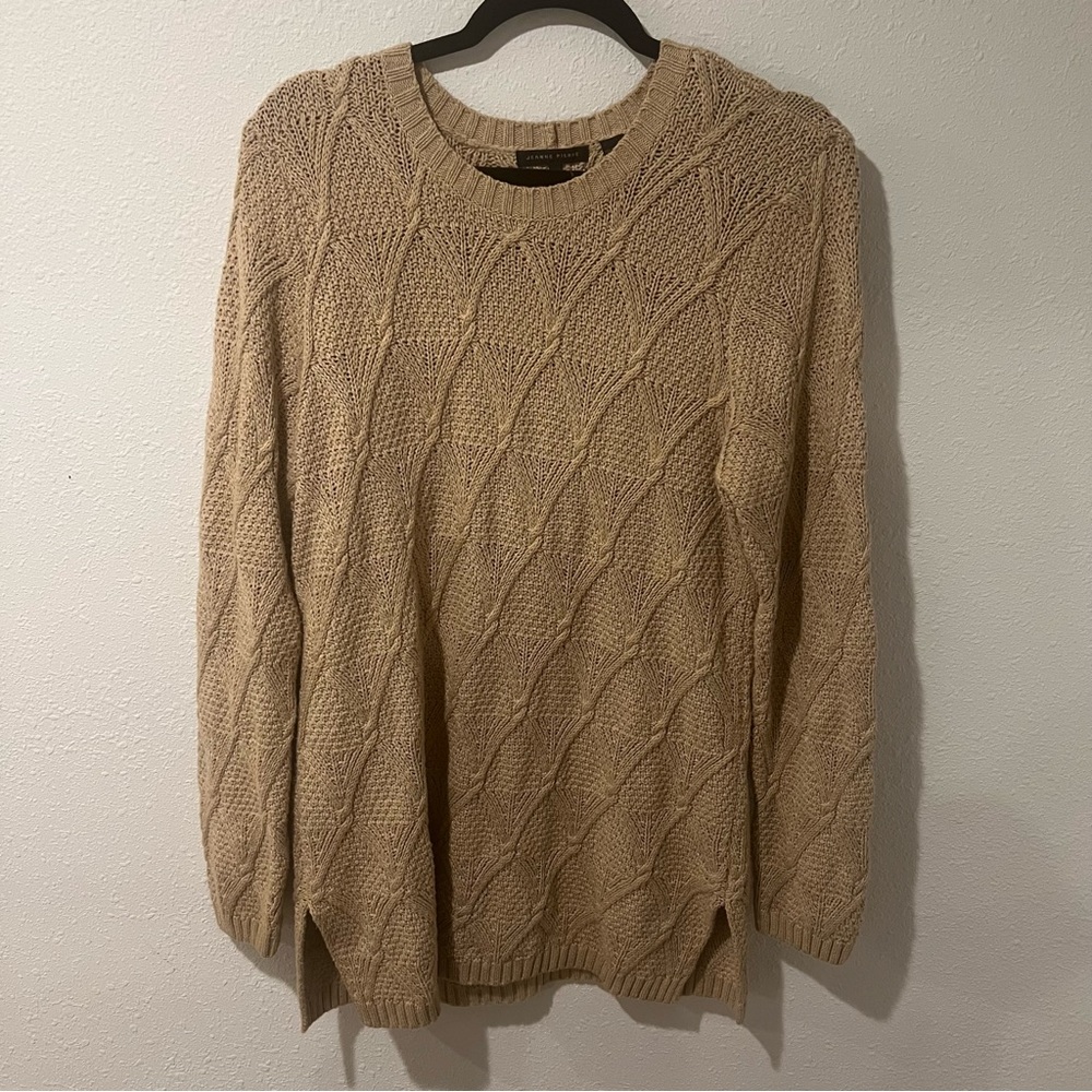 Jeanne Pierre tan 100% cotton sweater size L